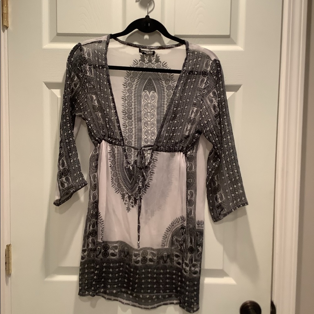 Black and white sheer coverup.